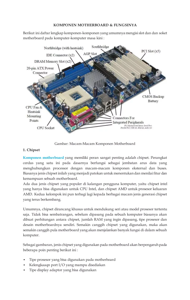 Memahami Komponen dan Chipset Motherboard Sebelum Merakit PC