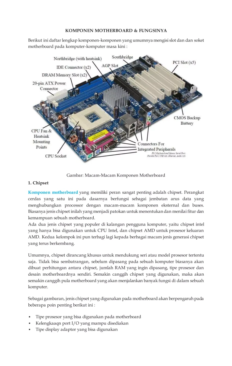 Memahami Komponen dan Chipset Motherboard Sebelum Merakit PC