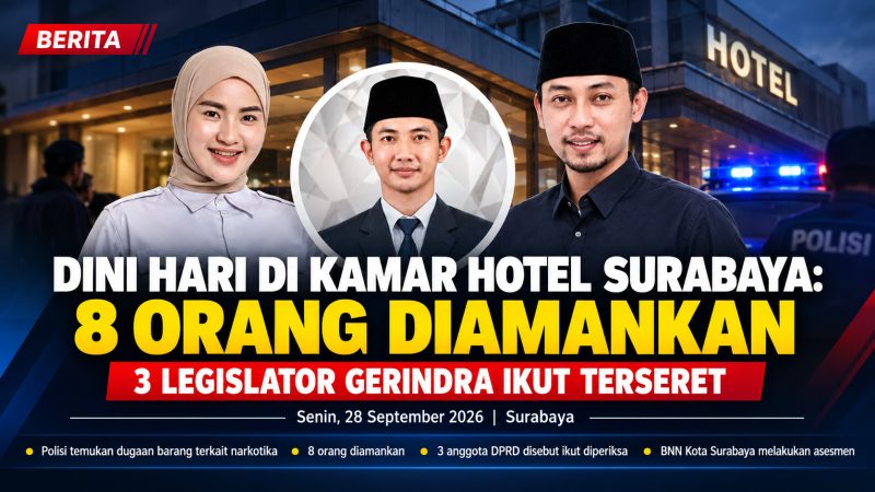 Kamar Hotel di Surabaya Digerebek, Delapan Orang Diamankan, Tiga Legislator Gerindra Ikut Terseret